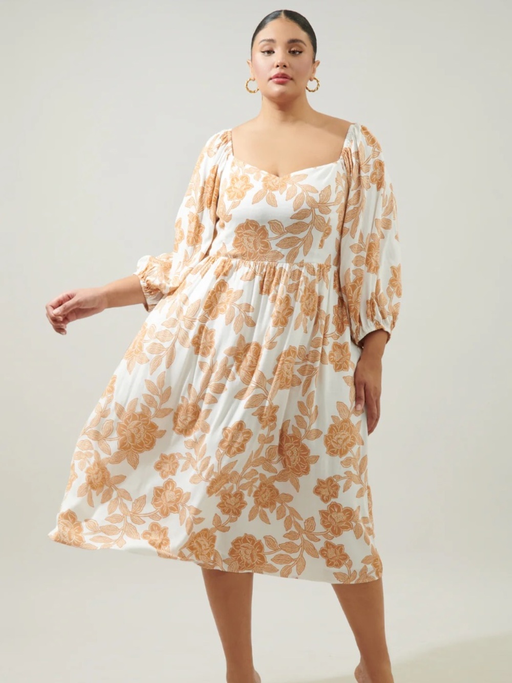 NWT Sugarlips Essenna Floral Granger Puff Sleeve Midi Dress